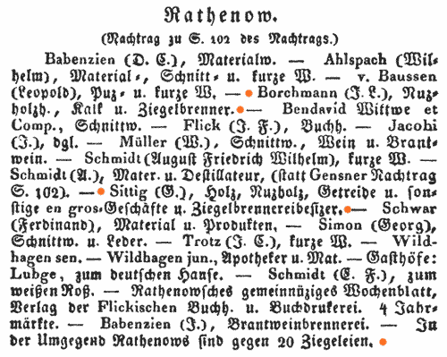 Adrebuch der Kaufleute 1833 Rathenow Borchmann Sittig