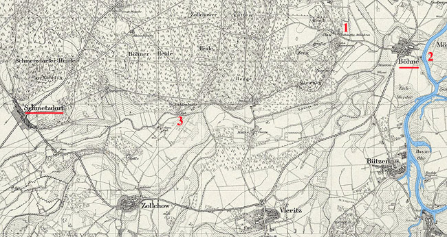 Karte der Gemarkung von Bhne und Schmetzdorf Ziegeleien