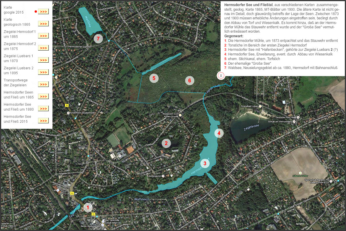 Hermsdorfer Ziegelei im Kartenbild Google-Map 2015