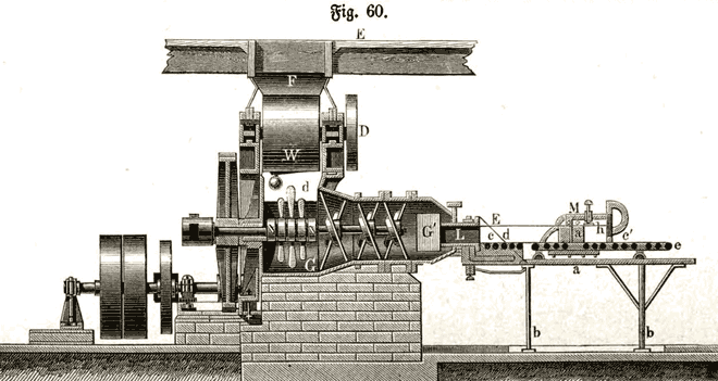 Ziegelei Maschine Ziegelpresse Hertel Nienburg 1864