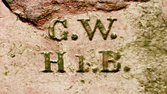 Handstrich — Verblendziegel nachgepreßt Stempel: G. W. H. b. B. ca. 1848-1860 Wahrscheinlich Geschwister Wernecke (?)